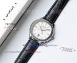 High Quality Fake Piaget Polo Mens Watches - White Dial With Black Leather Band